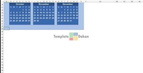 Yearly Calendar Potrait Bold Theme